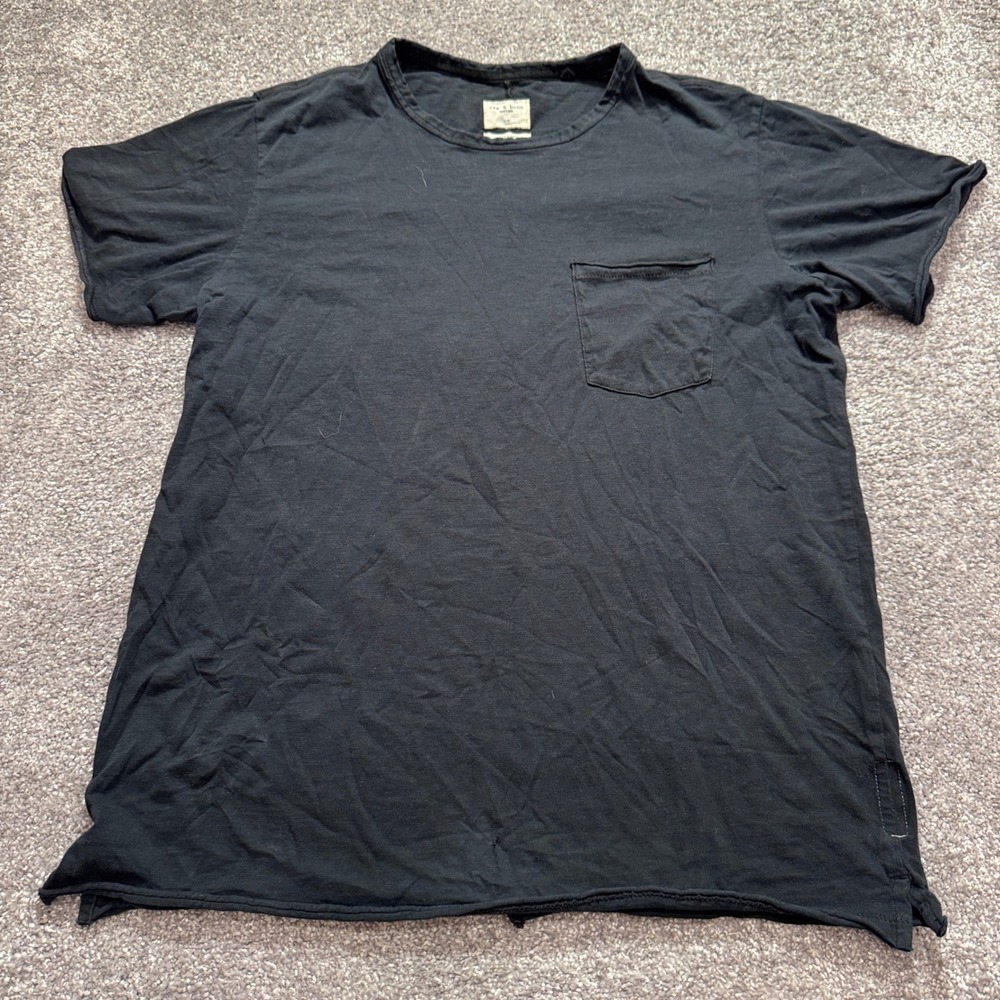 Rag & Bone Shirt Mens Small Black Cotton Pocket Tee Minimalist Designer Basic